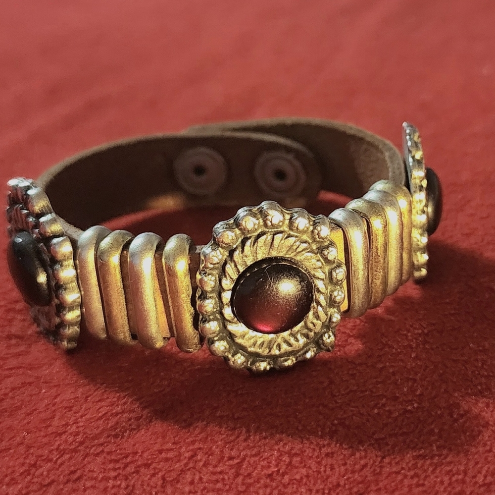 New Elegant Gold, Silver and Brown Leather Women's Bracelet